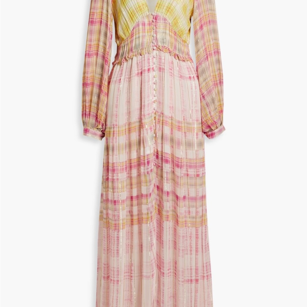 HEMANT & NANDITA Pink and Yellow Plaid Maxi Dress